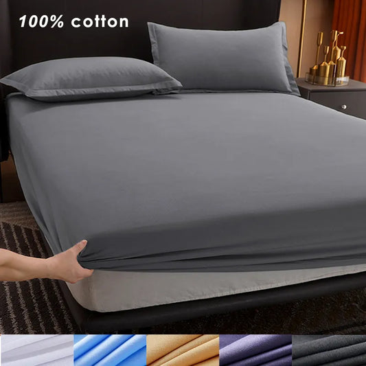 Cotton Fitted Sheet with Elastic Bands Non Slip Adjustable Mattress Covers for Bed 160/200cm