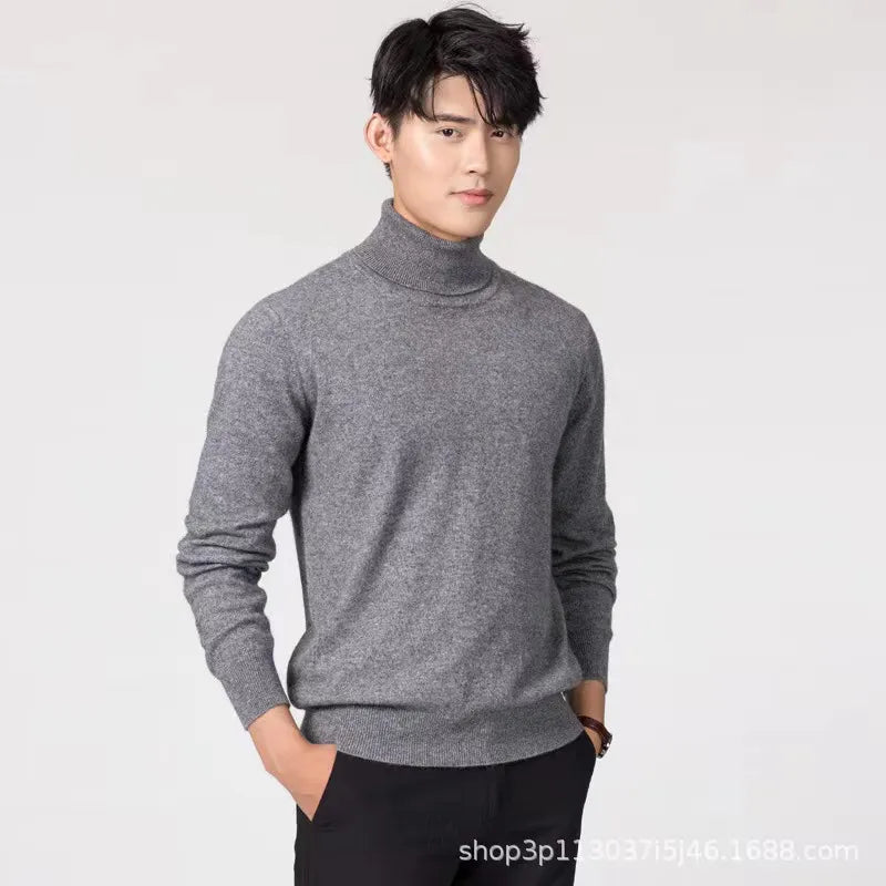 Autumn and Winter Cashmere Sweater Men's Pullover Half High Collar Soft and Warm Pullover Knitted Sweater Men's Sweater