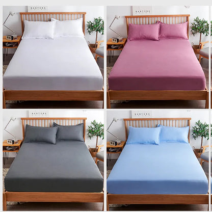 Cotton Fitted Sheet with Elastic Bands Non Slip Adjustable Mattress Covers for Bed 160/200cm