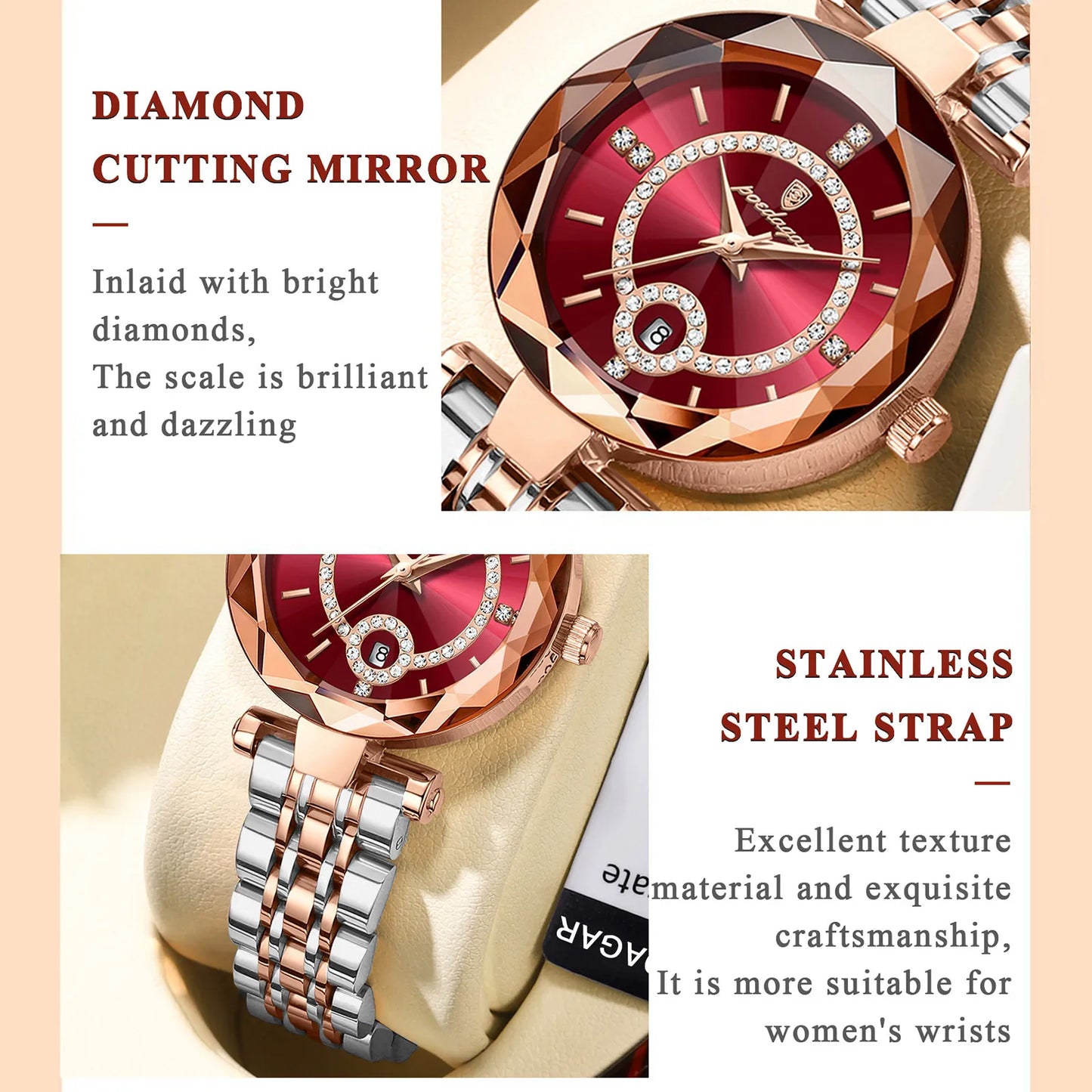 POEDAGAR Luxury Watch For Woman High Quality Diamond Ladies Quartz Watch Waterproof Stainless Steel