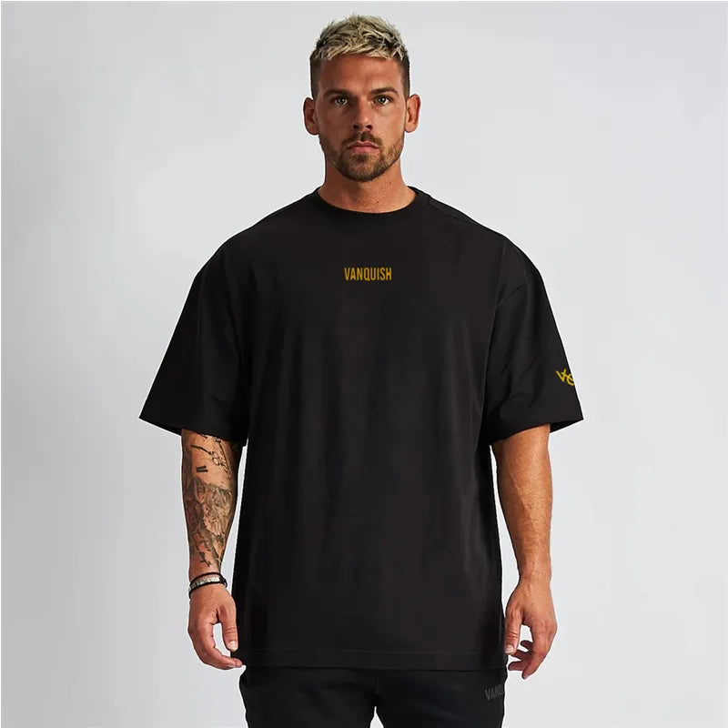 GYMYSHS Men T-shirts Gym Sports Casual Cotton Round Neck T-Shirt Fashion Men Clothing Half Sleeve Hip Hop Style Short Sleeve