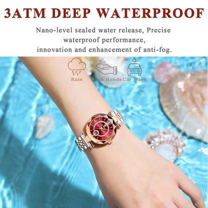 POEDAGAR Luxury Watch For Woman High Quality Diamond Ladies Quartz Watch Waterproof Stainless Steel