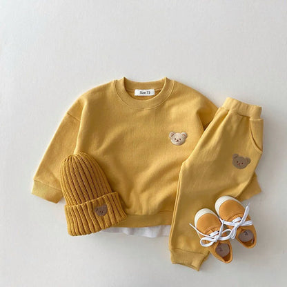 Fashion Toddler Baby Boys Girl Fall Clothes Sets Baby Girl Clothing Set Kids Sports Bear Sweatshirt Pants 2Pcs Suits Outfits