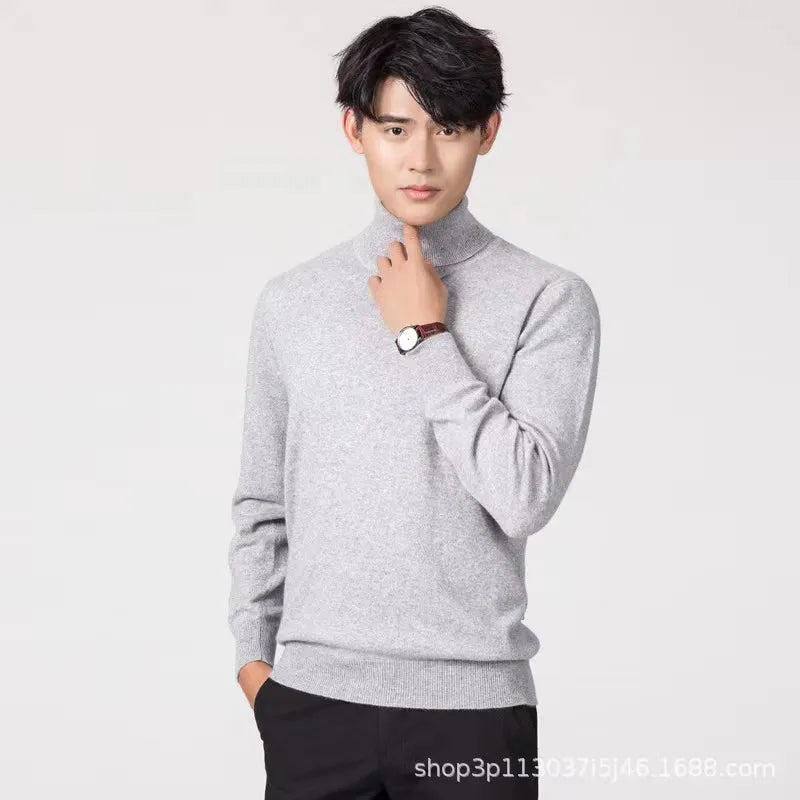 Autumn and Winter Cashmere Sweater Men's Pullover Half High Collar Soft and Warm Pullover Knitted Sweater Men's Sweater