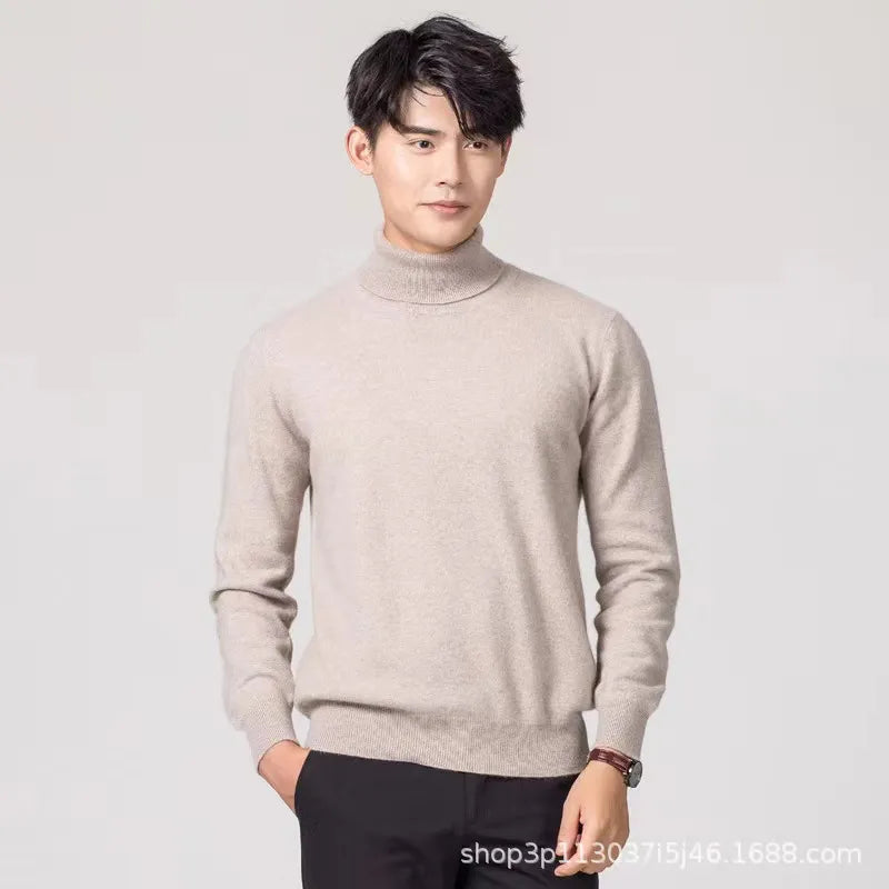 Autumn and Winter Cashmere Sweater Men's Pullover Half High Collar Soft and Warm Pullover Knitted Sweater Men's Sweater