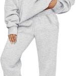 AUTOMET Women’s 2-Piece Lounge Set – Half-Zip Pullover & Baggy Sweatpants Sweatsuit Outfit