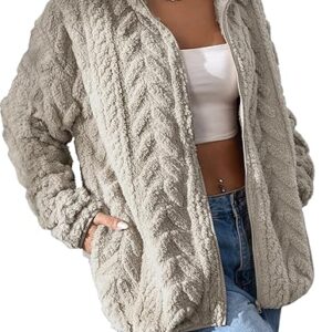 Dokotoo Women’s Winter Fleece Jacket – 2025 Zip-Up Stand Collar Sherpa Coat with Pockets