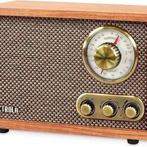 Victrola Willow Retro Desktop Radio – Vintage Wood AM/FM Radio with Bluetooth & Bass/Treble Control