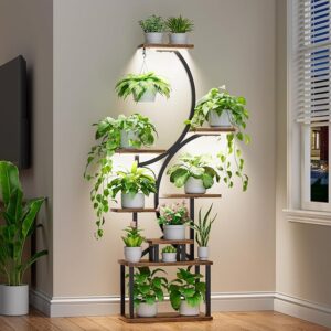 S-Shaped 8-Tier Indoor Plant Stand with Integrated Full-Spectrum Grow Lights – 62" Tall