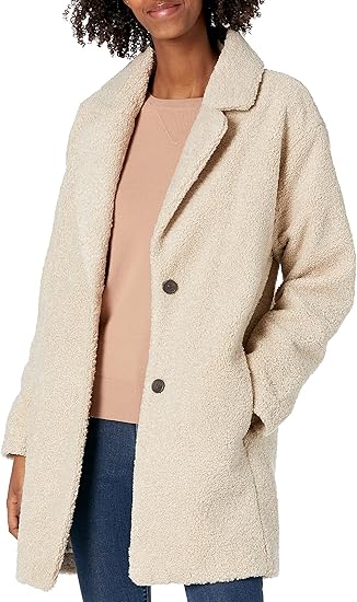 Amazon Essentials Women's Teddy Bear Fleece Jacket – Oversized Lapel Coat (Daily Ritual Fit)