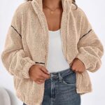 KIRUNDO 2026 Women’s Oversized Sherpa Jacket – Luxury Faux Fur Zip-Up Fleece Winter Coat