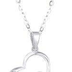 SISGEM 14k White Gold Diamond Double Heart Necklace
