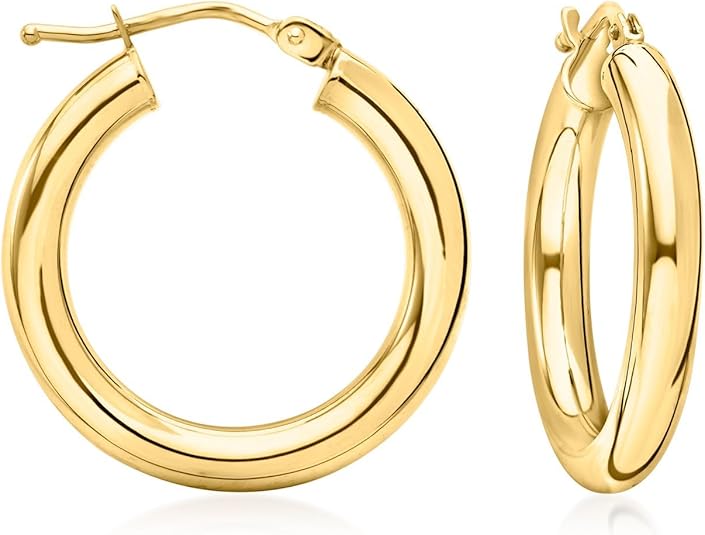 Ross-Simons Italian 18kt Yellow Gold 3mm Hoop Earrings - Image 2