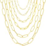 Nuragold 14K Real Yellow Gold Paperclip Chain Necklace