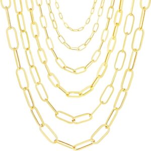 Nuragold 14K Real Yellow Gold Paperclip Chain Necklace
