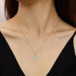 FANCIME 14K Solid Yellow Gold Pear-Shaped Birthstone Necklace