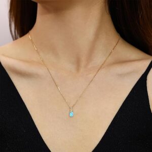 FANCIME 14K Solid Yellow Gold Pear-Shaped Birthstone Necklace