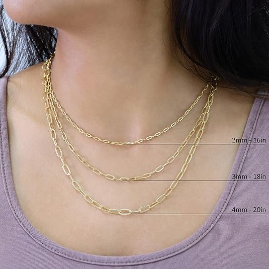 Nuragold 14K Real Yellow Gold Paperclip Chain Necklace - Image 2